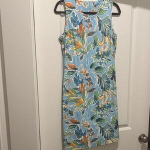 J. McLaughlin Vibrant Floral Mini Dress - Blue and Orange